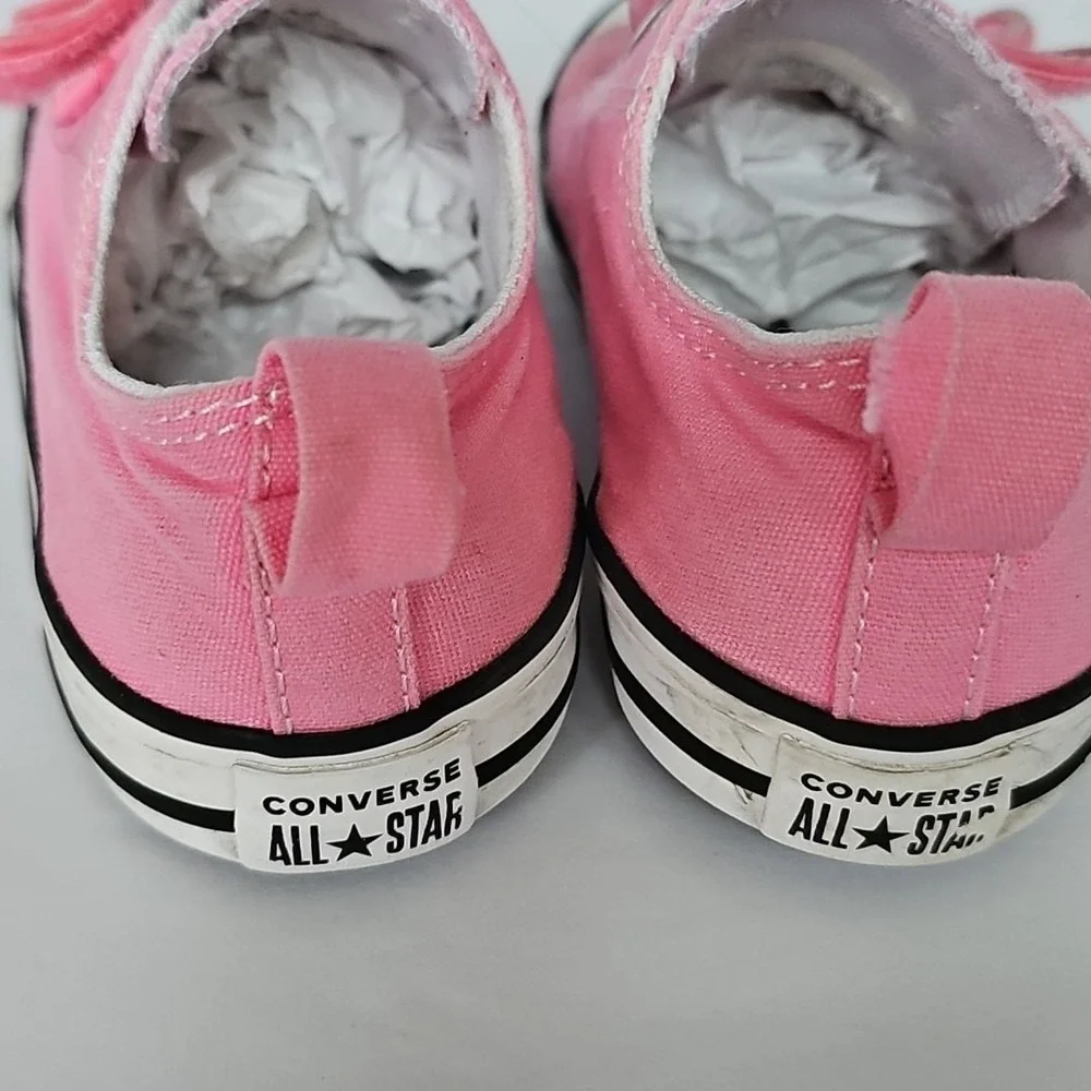 Kids Toddler Converse Low Top Pink Double Strap Closure Us Sz 10 - 1852